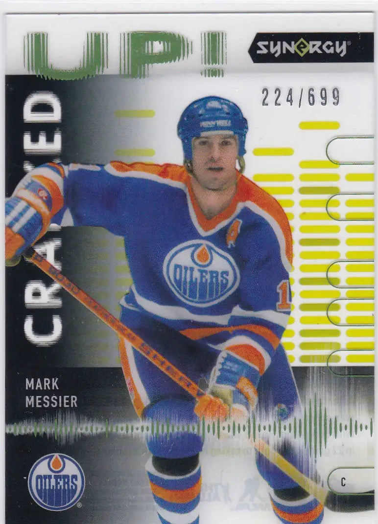 Hockey trading card of Mark Messier in Edmonton Oilers uniform from Upper Deck Synergy