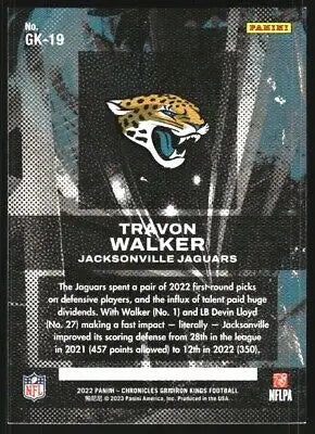 2022 Panini Chronicles Gridiron Kings Travon Walker Rookie Football Trading Card