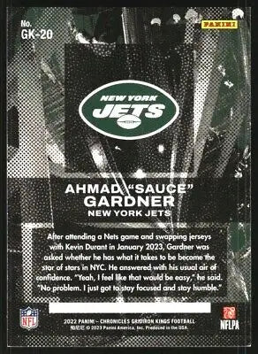 Ahmad Sauce Gardner rookie card from 2022 Panini Chronicles Gridiron Kings NM-MT