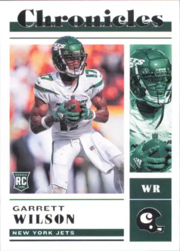 Garrett Wilson Rookie card from 2022 Panini Chronicles featuring New York Jets