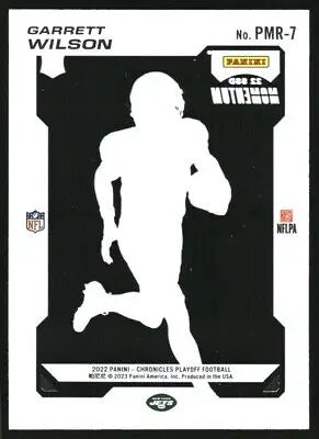 Garrett Wilson football card from 2022 Panini Chronicles Playoff Momentum Rookies