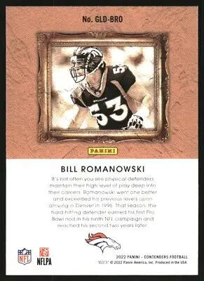 Bill Romanowski 2022 Panini Contenders Gladiators Denver Broncos Football Card NM-MT