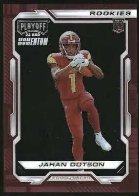 Jahan Dotson football card from 2022 Panini Chronicles Playoff Momentum Rookies