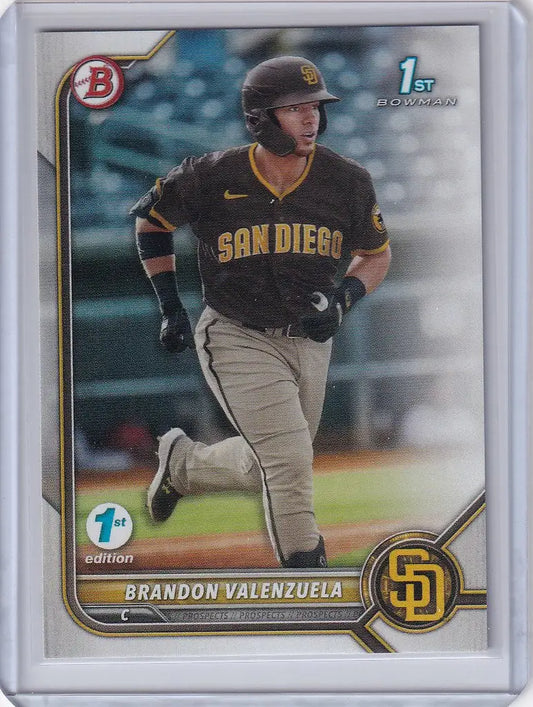 2022 Bowman 1st Edition Brandon Valenzuela San Diego Padres running on the field