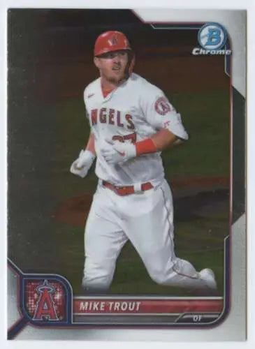 2022 Bowman Chrome #13 Mike Trout baseball card featuring original gloss NM-MT Angels