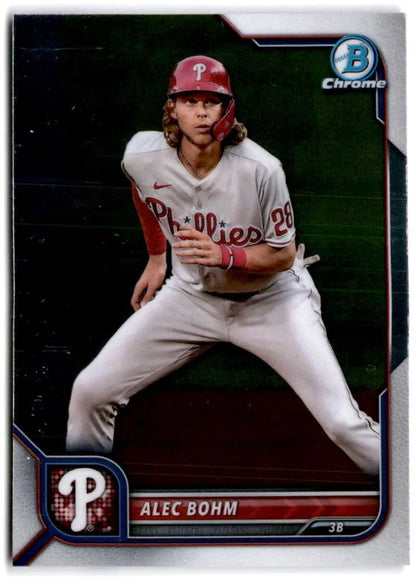 Alec Bohm Philadelphia Phillies Baseball Card in fielding stance on the field