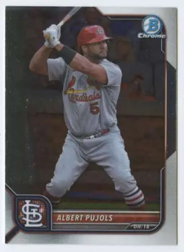 2022 Bowman Chrome #28 Albert Pujols baseball card with original gloss from Cardinals