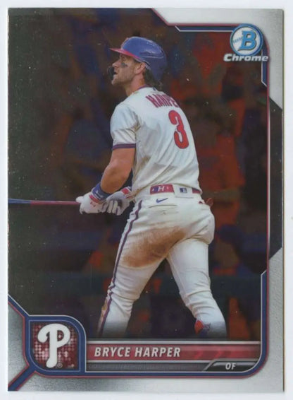 Bryce Harper Philadelphia Phillies baseball card in white uniform with number 3