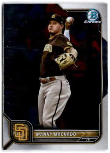 Manny Machado baseball card from 2022 Bowman Chrome with original gloss, Padres ID 47106