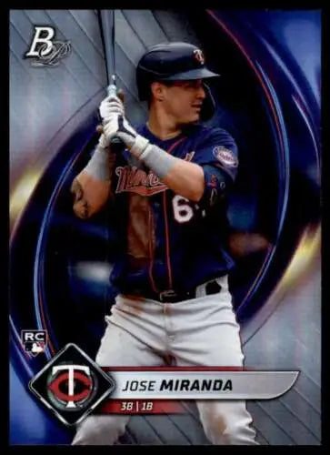 Jose Miranda baseball card from 2022 Bowman Platinum, NM-MT RC for Twins collectors