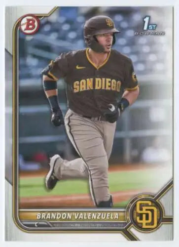 Brandon Valenzuela baseball card 2022 Bowman Prospects original gloss Padres