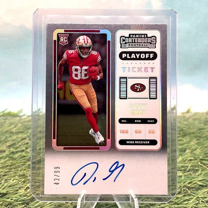 Signed Danny Gray trading card from 2022 Contenders for San Francisco 49ers collectors