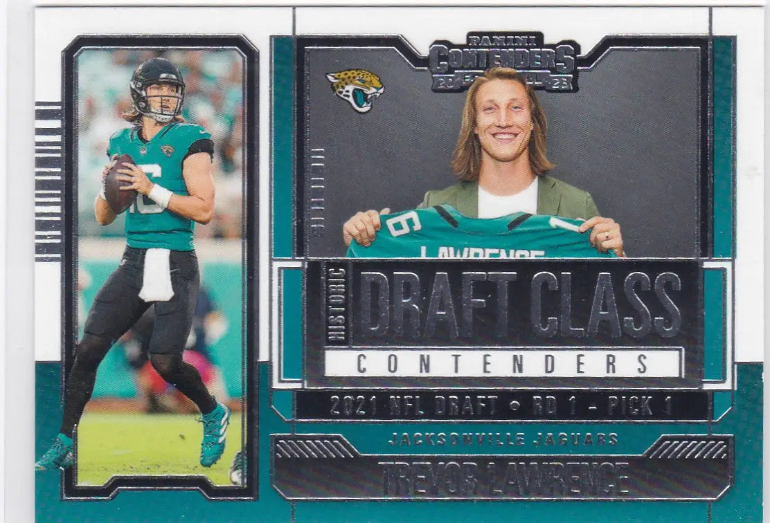 NFL trading card of Trevor Lawrence Draft Class Jacksonville Jaguars dual photo format