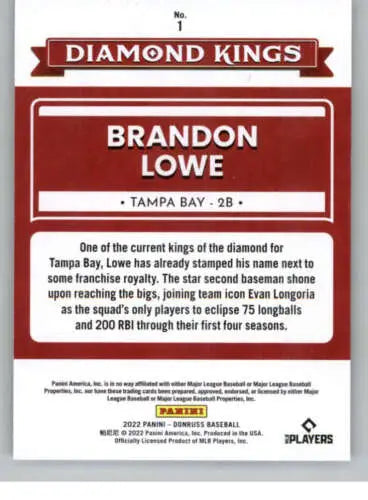 Brandon Lowe baseball card from 2022 Donruss Diamond Kings with original gloss finish