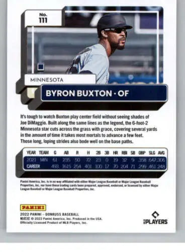 Byron Buxton baseball card 2022 Donruss #111 featuring original gloss NM-MT Twins