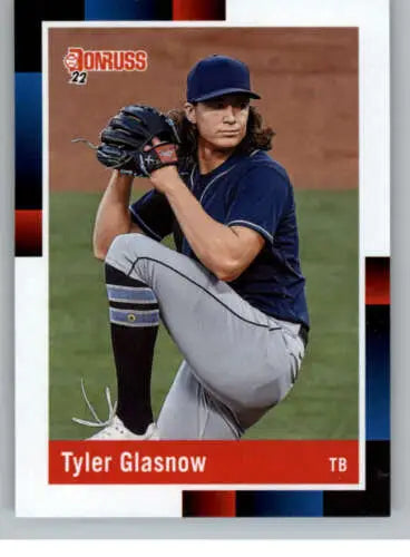 2022 Donruss Tyler Glasnow Baseball Card with original gloss from Rays Retro 1988