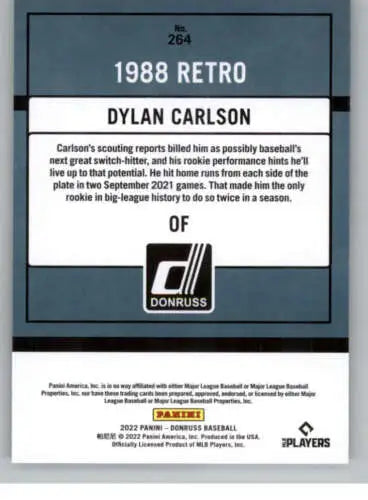 Dylan Carlson 2022 Donruss baseball card in 1988 Retro style with original gloss