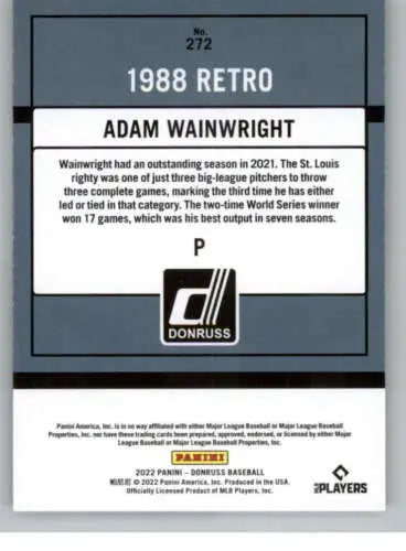 Baseball card featuring a 1988 retro design of Adam Wainwright with original gloss