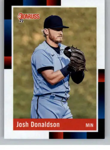 Baseball card of Josh Donaldson in light blue Minnesota Twins uniform, original gloss