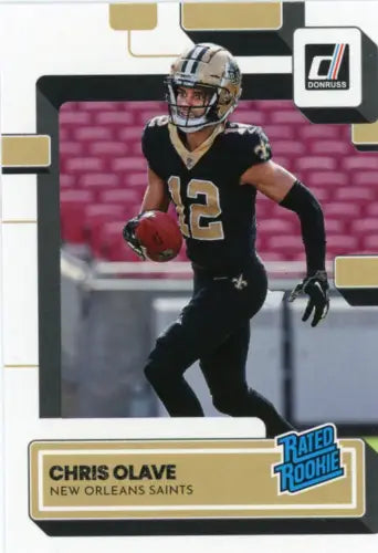 Chris Olave Rated Rookie card from 2022 Donruss #309 for New Orleans Saints fans