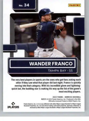 Wander Franco baseball card featuring original gloss from 2022 Donruss Rated Rookies