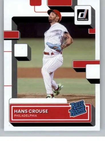 Hans Crouse baseball card from 2022 Donruss Rated Rookies with original gloss finish