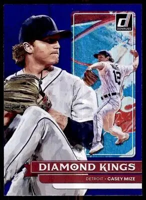 Baseball card of 2022 Donruss Diamond Kings Casey Mize Purple Parallel for Detroit Tigers