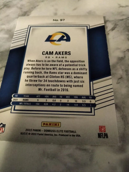 Cam Akers 2022 Donruss Elite Pink Parallel Football Card #97 Los Angeles Rams