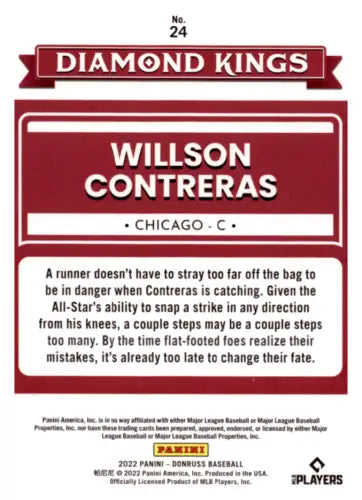 2022 Donruss Holo Red Willson Contreras baseball card with original gloss finish