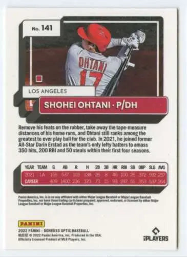 Shohei Ohtani baseball card from 2022 Donruss Optic with original gloss finish