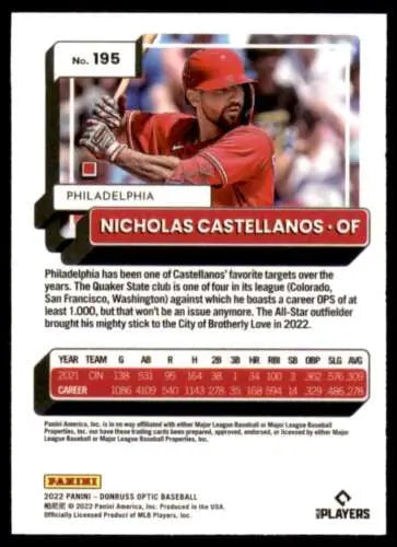 2022 Donruss Optic #195 Nicholas Castellanos baseball card with original gloss finish