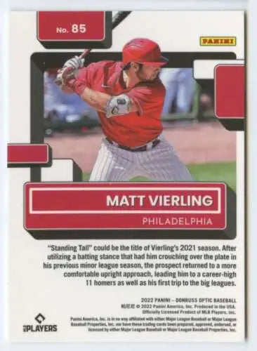 Matt Vierling 2022 Donruss Optic rookie card with original gloss Rated Rookie design