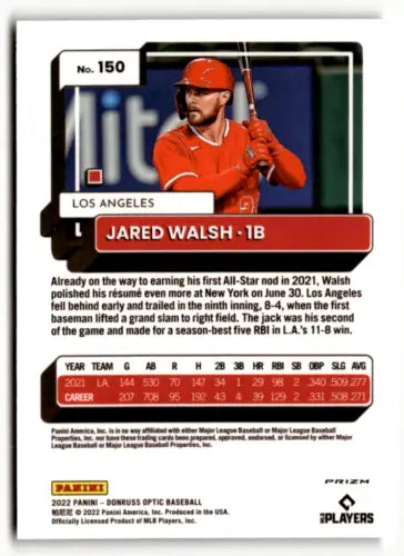 Jared Walsh 2022 Donruss Optic Holo #150 baseball card with original gloss finish