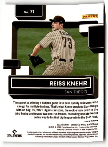 Reiss Knehr baseball card from 2022 Donruss Optic Lime Green NM-MT RC Padres