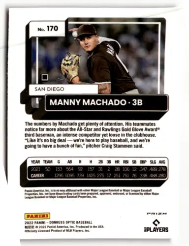 Manny Machado baseball card 2022 Donruss Optic Pink original gloss NM-MT Padres