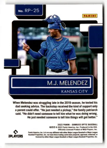 2022 Donruss Optic Rated Prospects #25 M.J. Melendez baseball card with original gloss