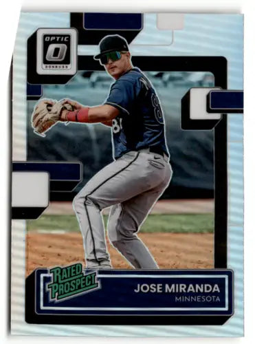 Jose Miranda baseball card from 2022 Donruss Optic Rated Prospects Holo collection