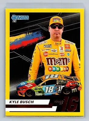 Kyle Busch trading card from 2022 Donruss #R4 Kyle Busch Round of 16 Color Match