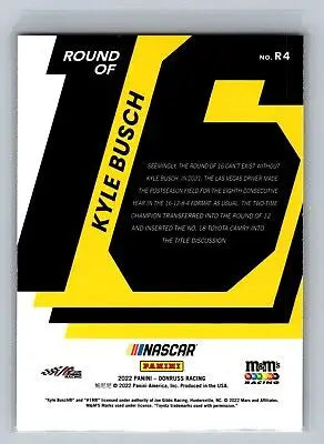 Kyle Busch NASCAR trading card from 2022 Donruss Round of 16 Color Match product