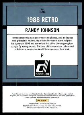 Randy Johnson baseball card from 2022 Donruss Retro 1988 Arizona Diamondbacks #236