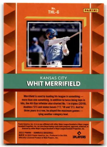 Whit Merrifield baseball card from 2022 Donruss Hit List Vector with original gloss effect