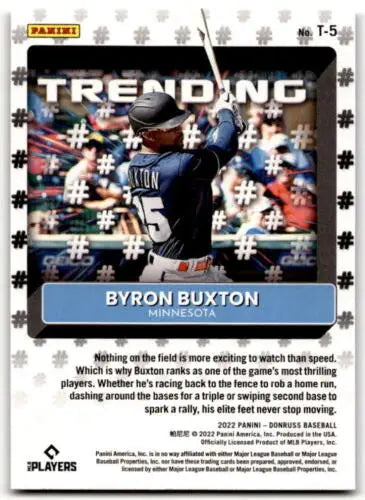 Byron Buxton baseball card from 2022 Donruss Trending Vector with original gloss finish