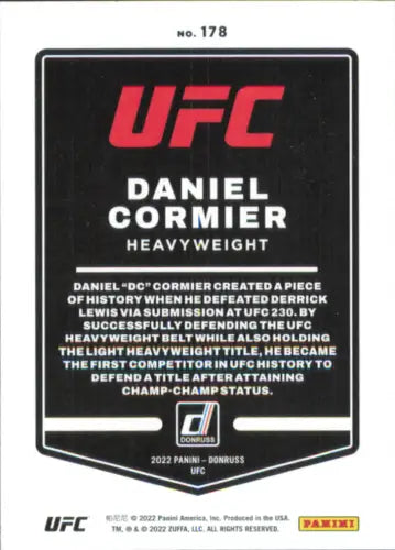 2022 Donruss UFC #178 Daniel Cormier Card NM-MT for collectors and fans of MMA