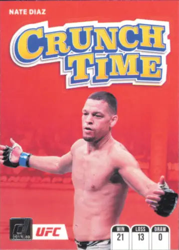 Nate Diaz Crunch Time cereal box featured in 2022 Donruss UFC card collection