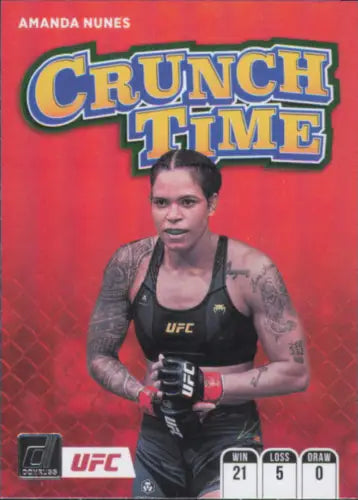 2022 Donruss UFC Crunch Time Green Flood #5 Amanda Nunes Card on red background