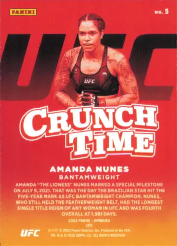 Amanda Nunes 2022 Donruss UFC Crunch Time Green Flood trading card NM-MT