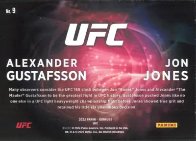 2022 Donruss UFC Duos #9 Alexander Gustafsson Jon Jones Card for collectors