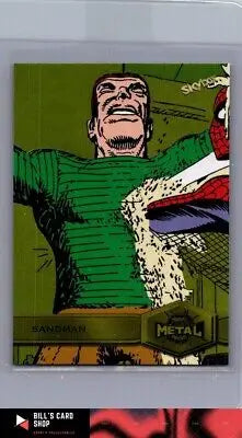 Sandman Marvel Metal trading card from 2022 Marvel Metal Universe Spider-Man series