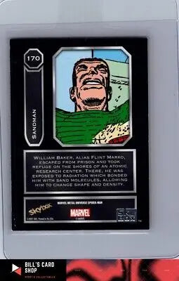 Marvel Metal Universe trading card of Sandman from 2022 High Series collection