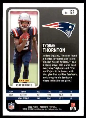 NFL trading card of Tyquan Thornton from 2022 Panini Absolute, original gloss finish